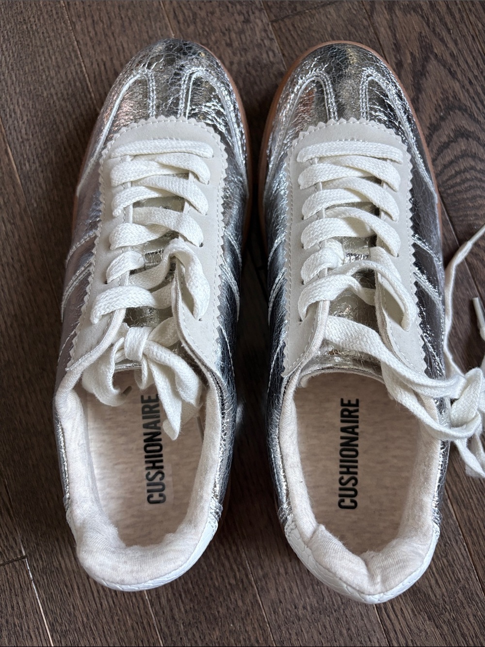 Cushionaire Women’s Silver Metallic Sneakers